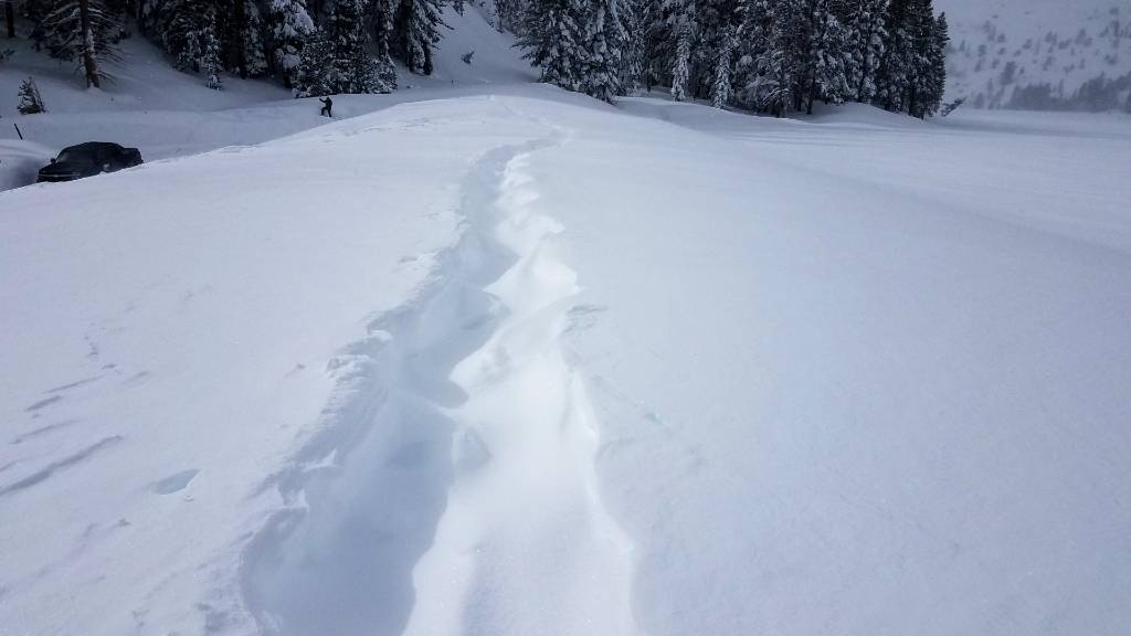 Snow tracks red Lake