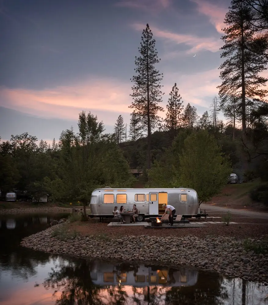 airstreams at sunset