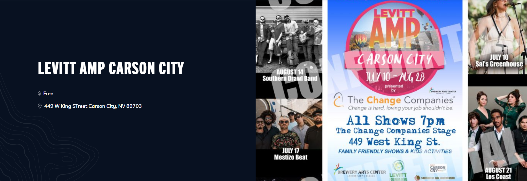 FREE CONCERTS RETURNING THIS JULY FOR LEVITT AMP CARSON CITY MUSIC SERIES