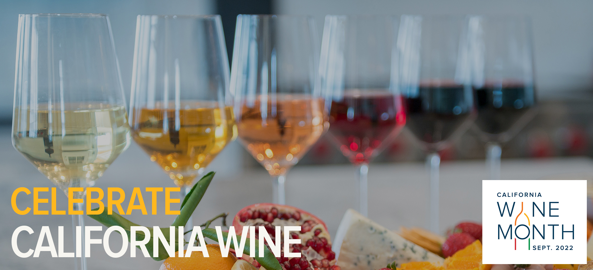 Glasses of Wine, california wine month banner