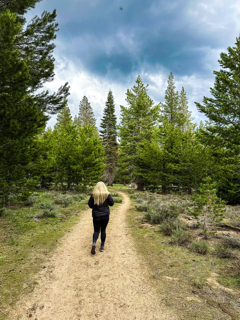 Girl walking trail Washoe State Park
