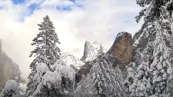 Bridal Veil falls snow