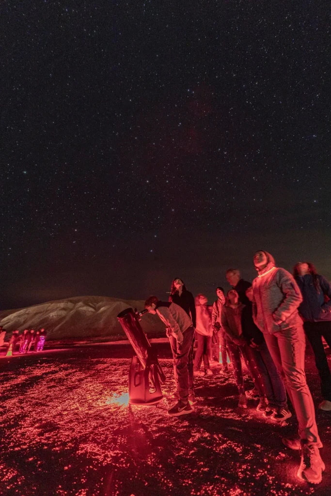 Visitors look through telescopes provided by the Las Vegas Astronomical Society and California Institute of Technology
Jeremy Evans