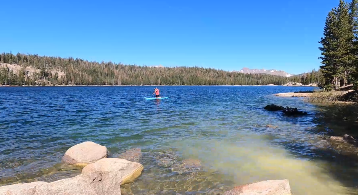 Paddleboarder on Blue Lakes in Alpine County