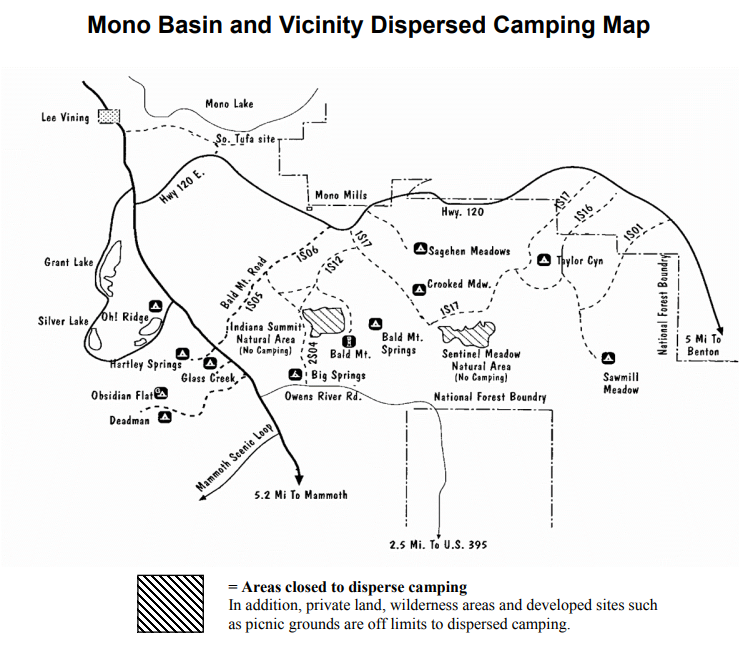 map dispersed camping mono lake
