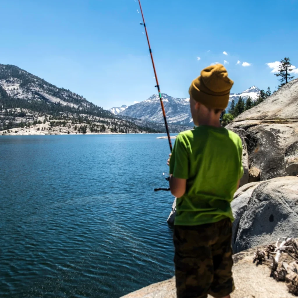 Kid fishing in the sierra