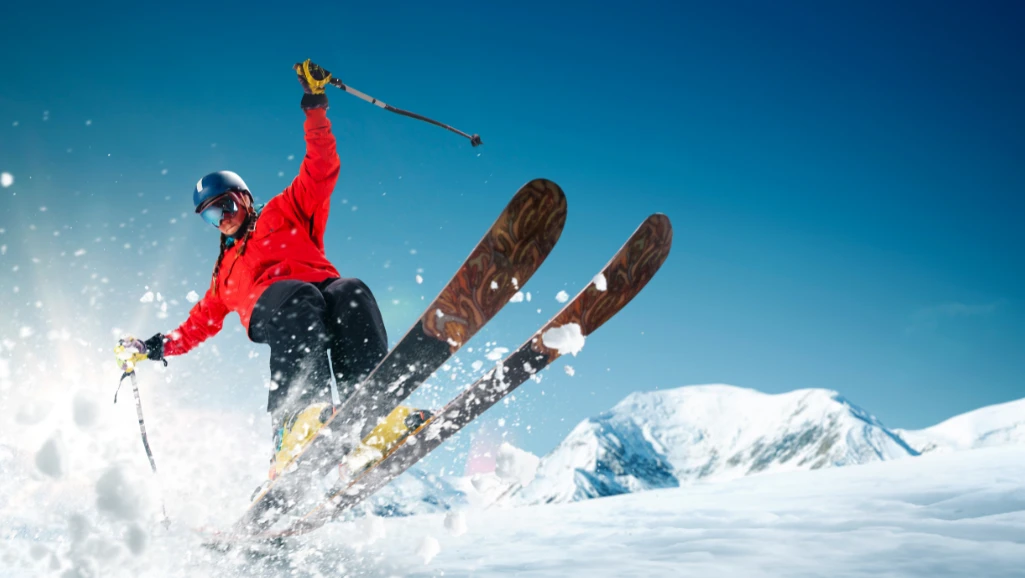skier ski bottom perspective