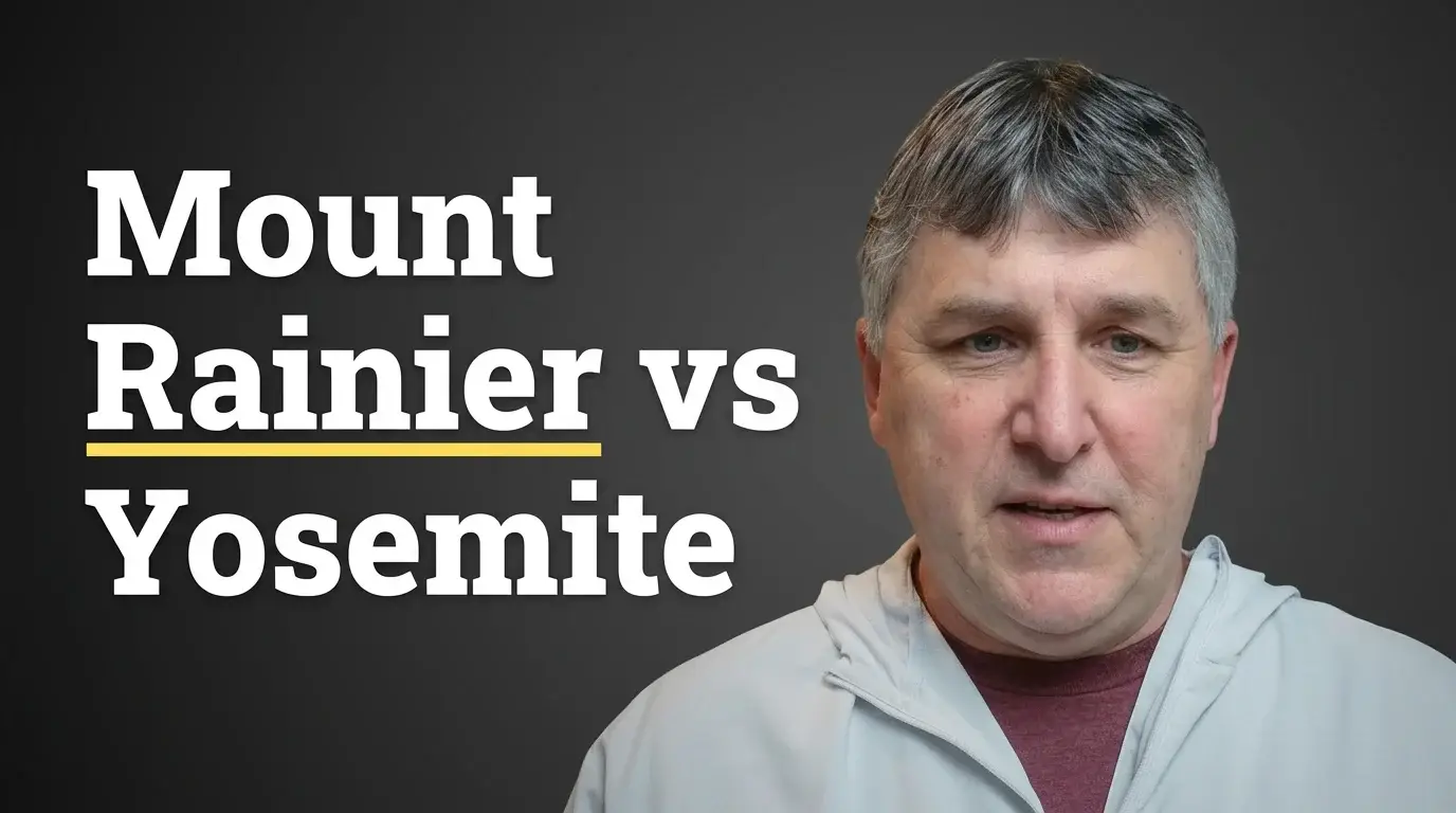 Podcast poster Yosemite vs rainier