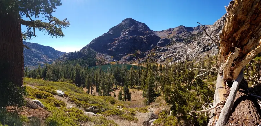 View Down to Fourth of July Lake from Trail behind Round Top Peak