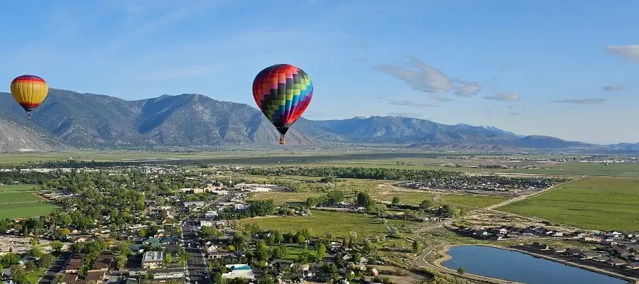 Hot air balloon over Carson Valley Nevada